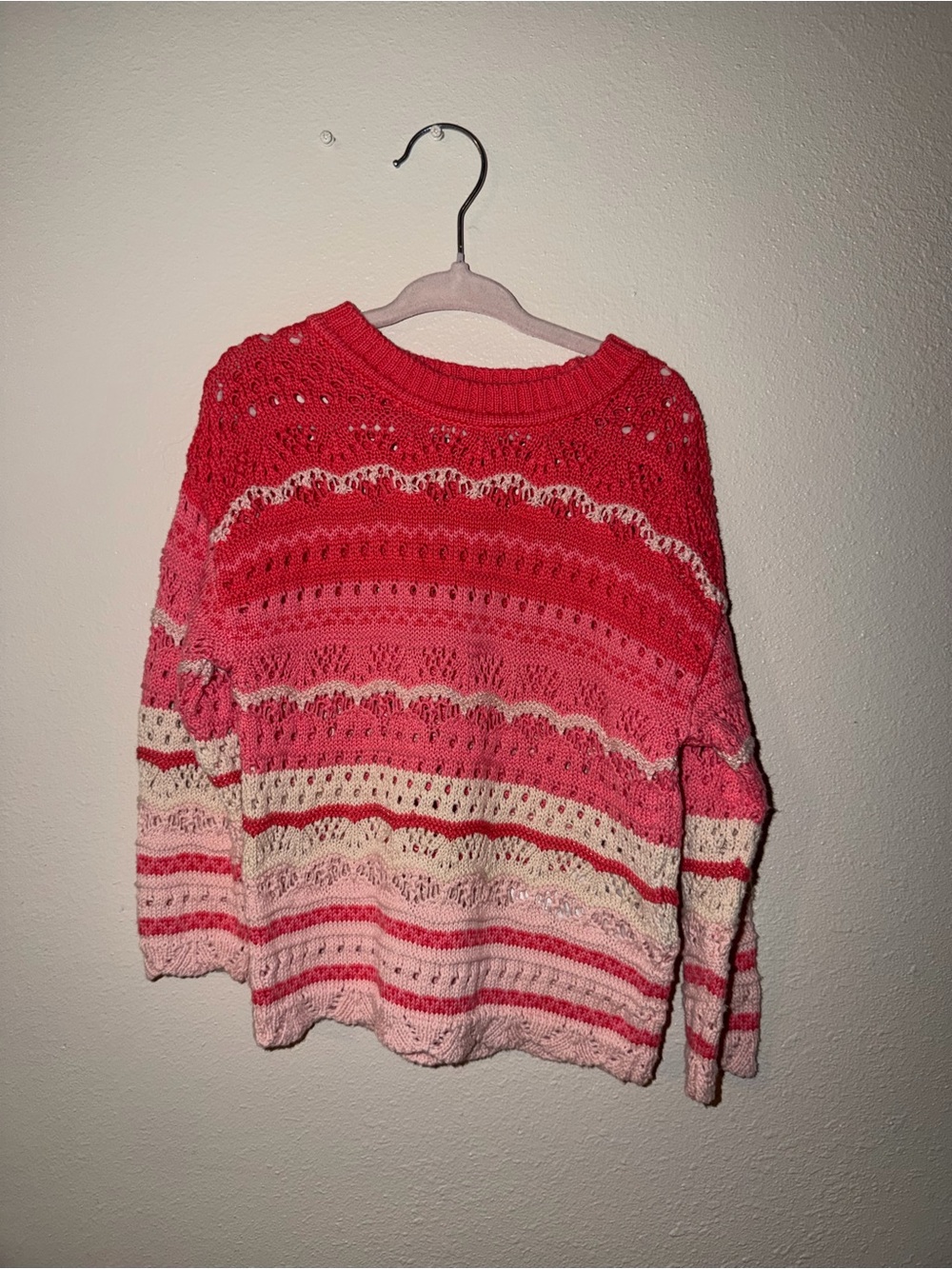 Girls' Pink Ombre Open-Knit Sweater Top